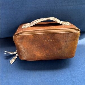 Brown Minimalist Leather Toiletry Bag